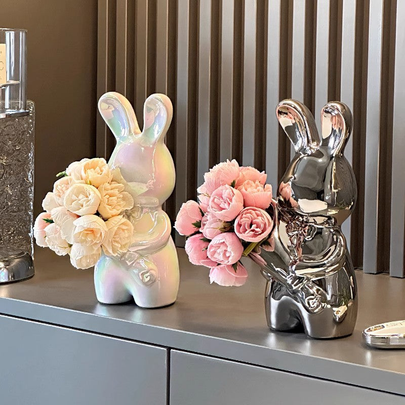Charming Bunny-Shaped Decorative Flower Holder
