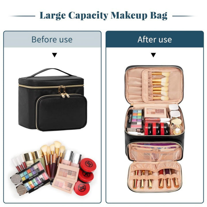Cosmetic organizer bag with multiple compartments and insulating interior Stornfield