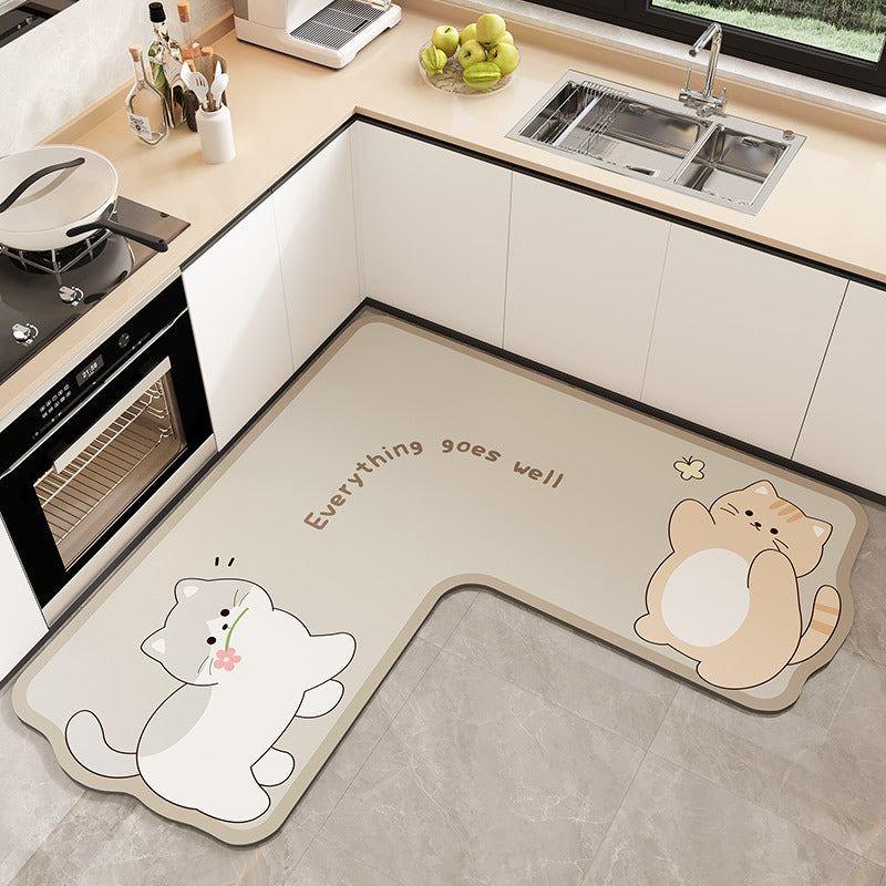 Cat-Shaped Decorative Kitchen Mat for Home