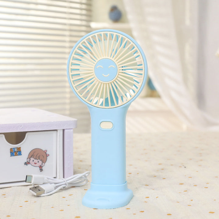 Ladies Portable Hand Fan with Smiling Face and USB Charging Function Stornfield