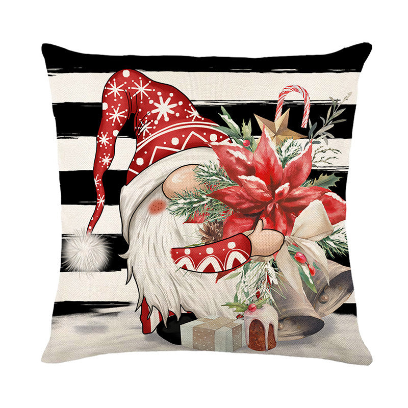 Decorative Seasonal Square Pillow Cover with Hello Winter Script and Buffalo-Check Bow Print