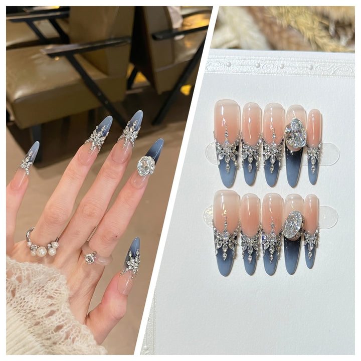 Artistic Stiletto Press-On Nail Set with Charming Patterns Stornfield