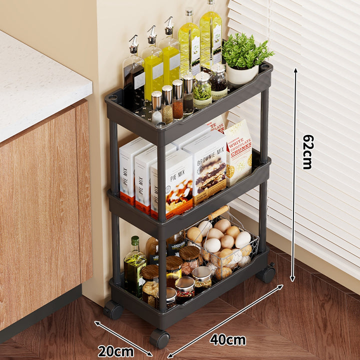 5-Tier Rolling Kitchen Storage Cart with Deep Plastic Baskets and Locking Casters