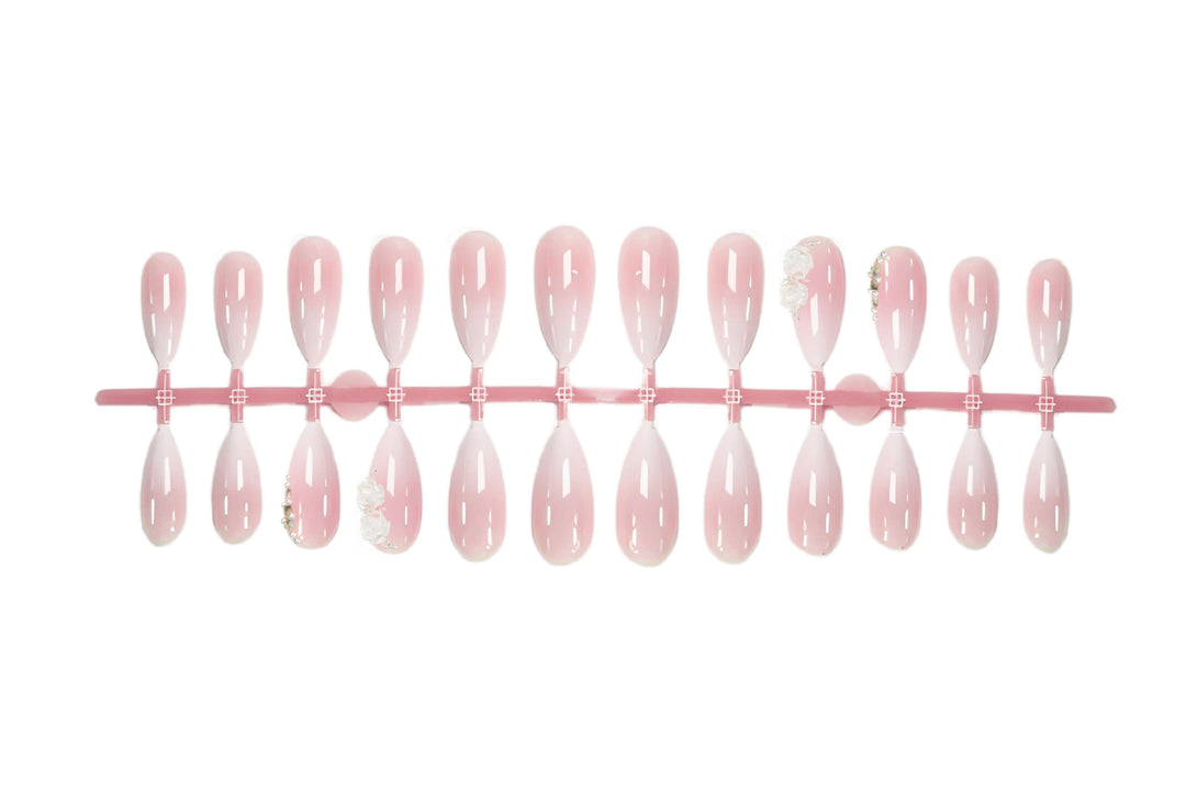Acrylic nail set with elegant rose decorations Stornfield