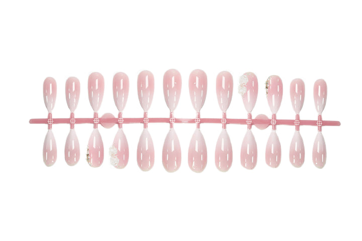 Acrylic nail set with elegant rose decorations Stornfield