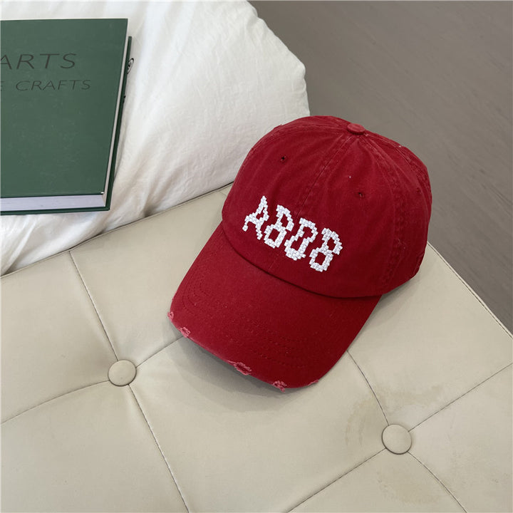 Women's Distressed Cotton Baseball Cap with Graphic Detailing Stornfield