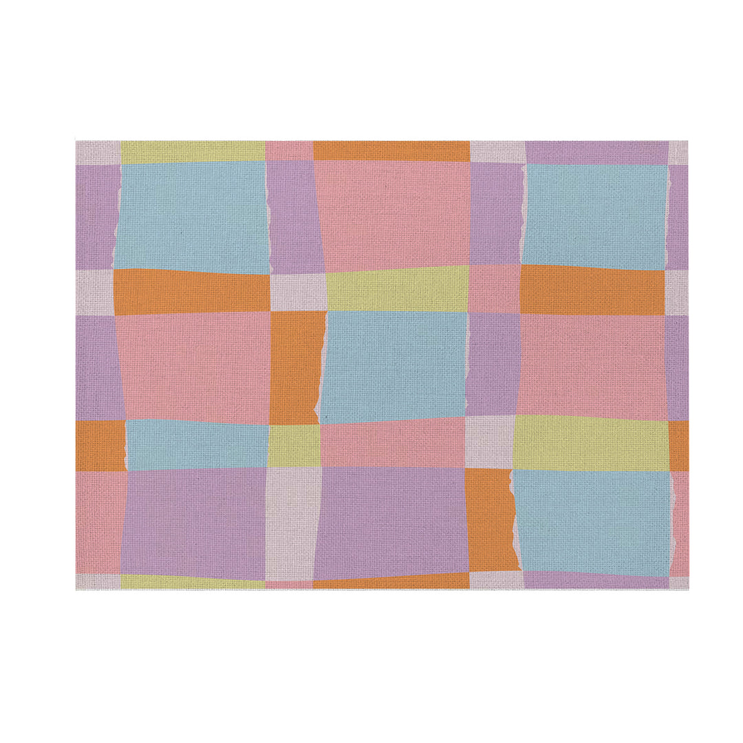 Modern Geometric Linen-Texture Canvas Wall Art Print