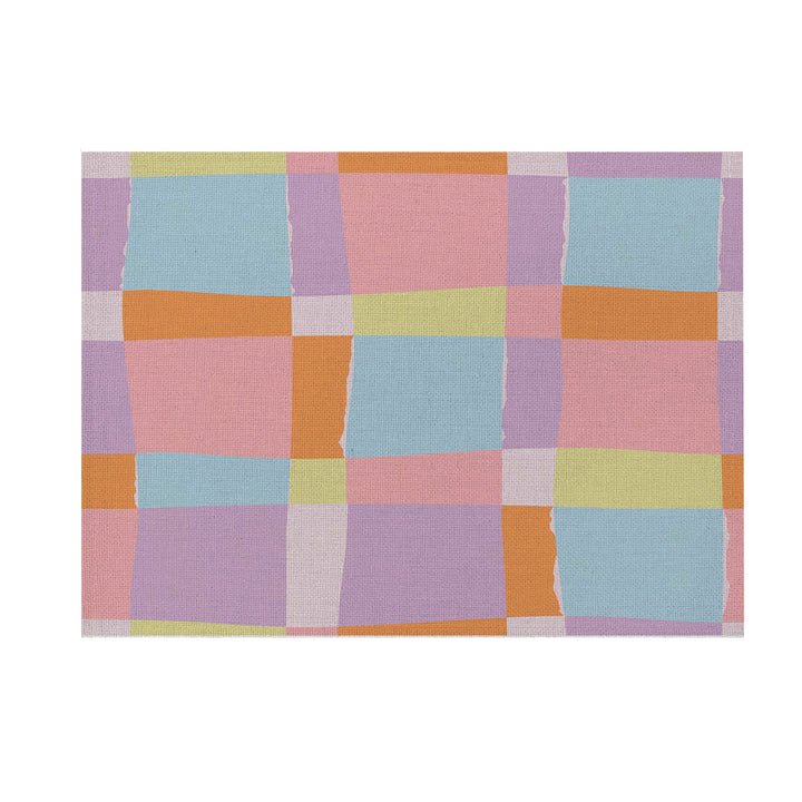 Modern Geometric Linen-Texture Canvas Wall Art Print