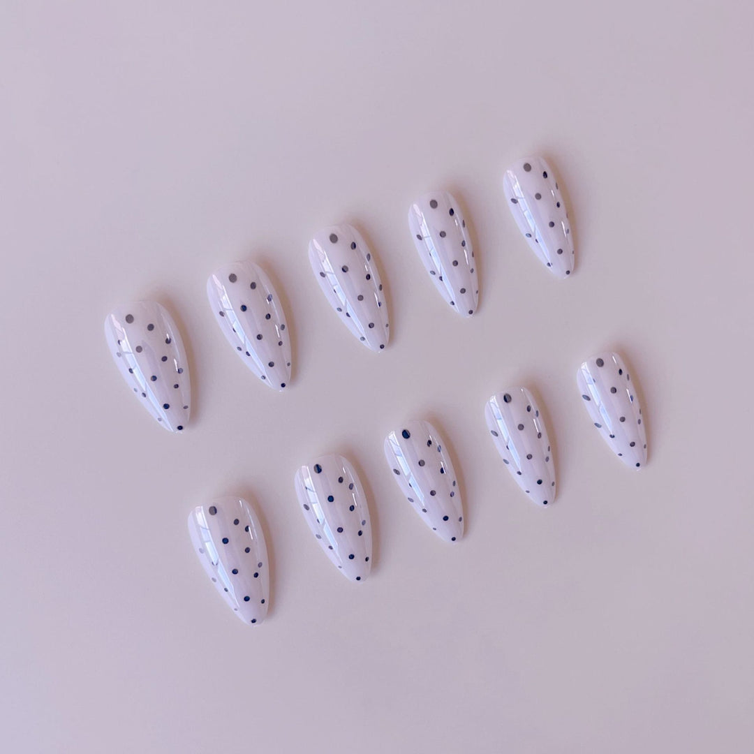 Acrylic Nail Set with Modern Polka Dot Design Stornfield