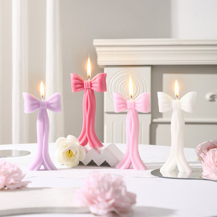 Sculptural Bow-Tail Decorative Taper Candle