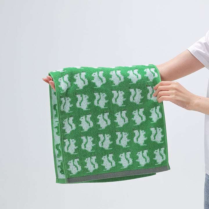 Soft terry towel with horse jacquard pattern