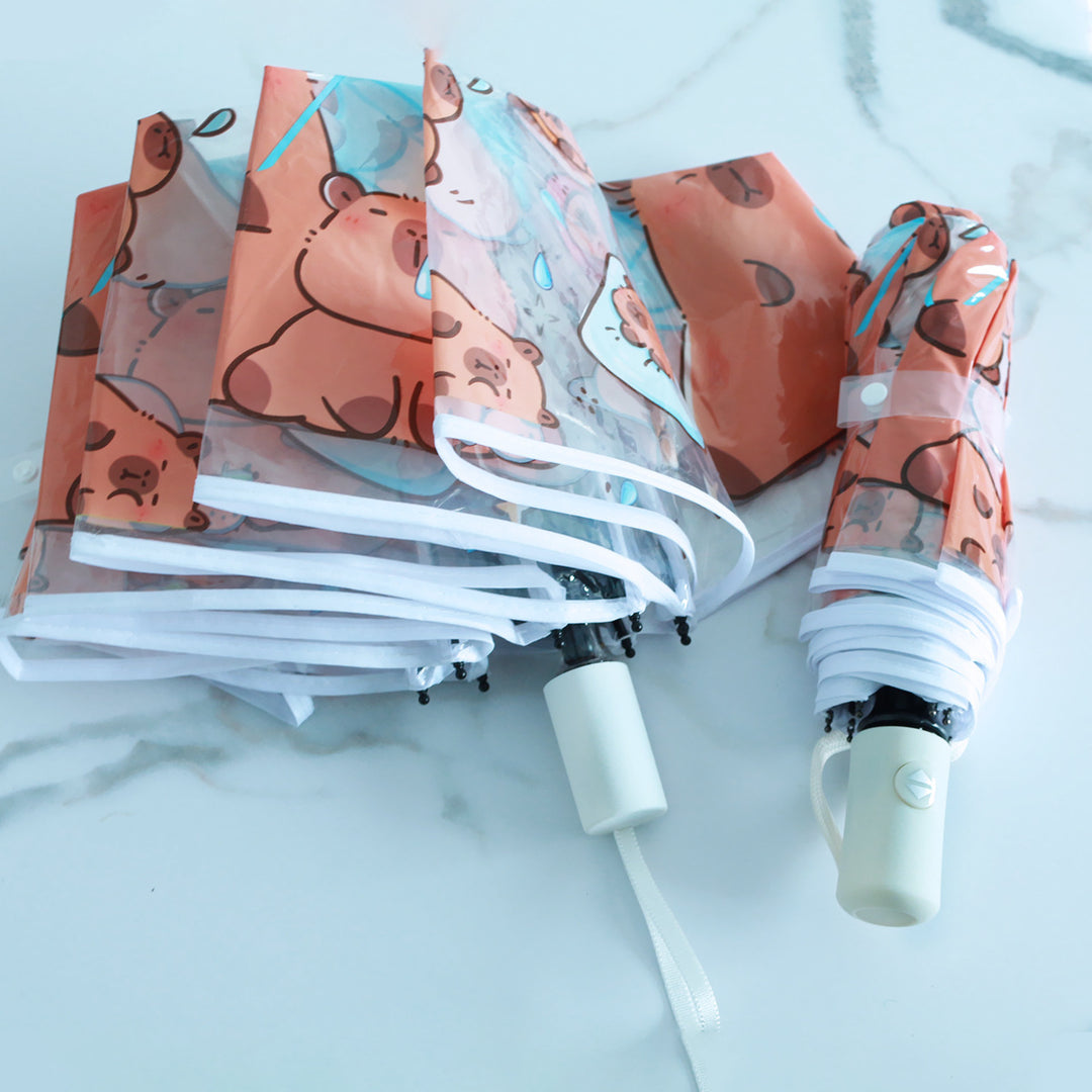 Women Folding Umbrella with Unique Cartoon Bear Design Stornfield