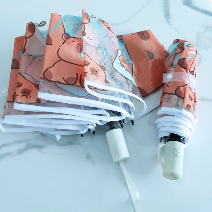 Women Folding Umbrella with Unique Cartoon Bear Design Stornfield