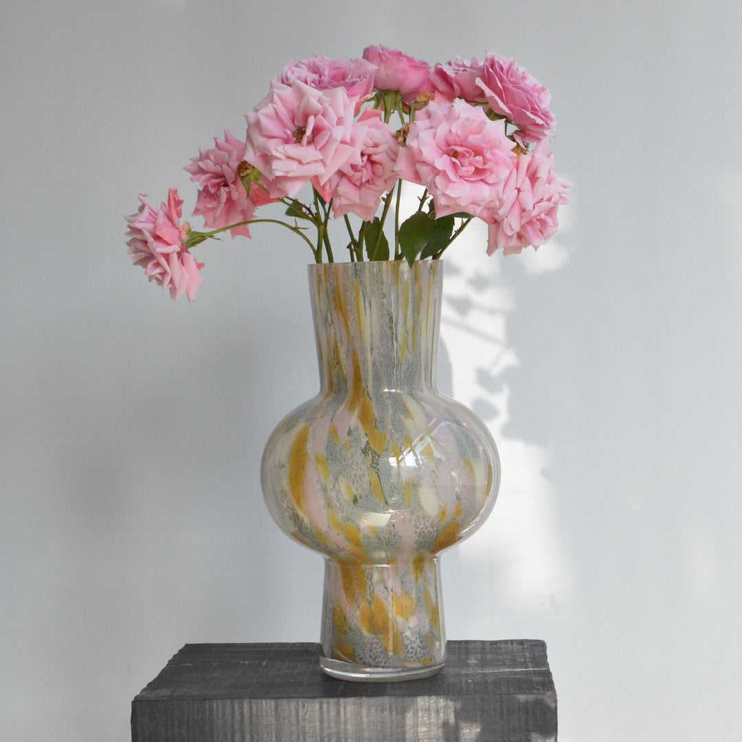 Handblown Marbled Double-Bulb Decorative Glass Vase Stornfield