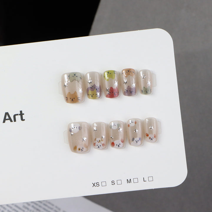Whimsical Cat-Themed Press-On Nail Set Stornfield