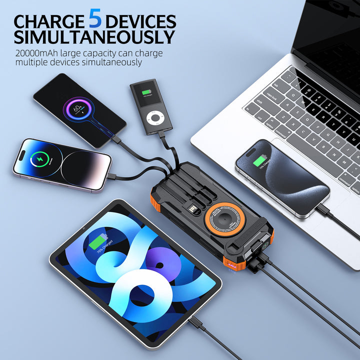 Outdoor Powerbank with solar charging function and integrated LED lamp Stornfield