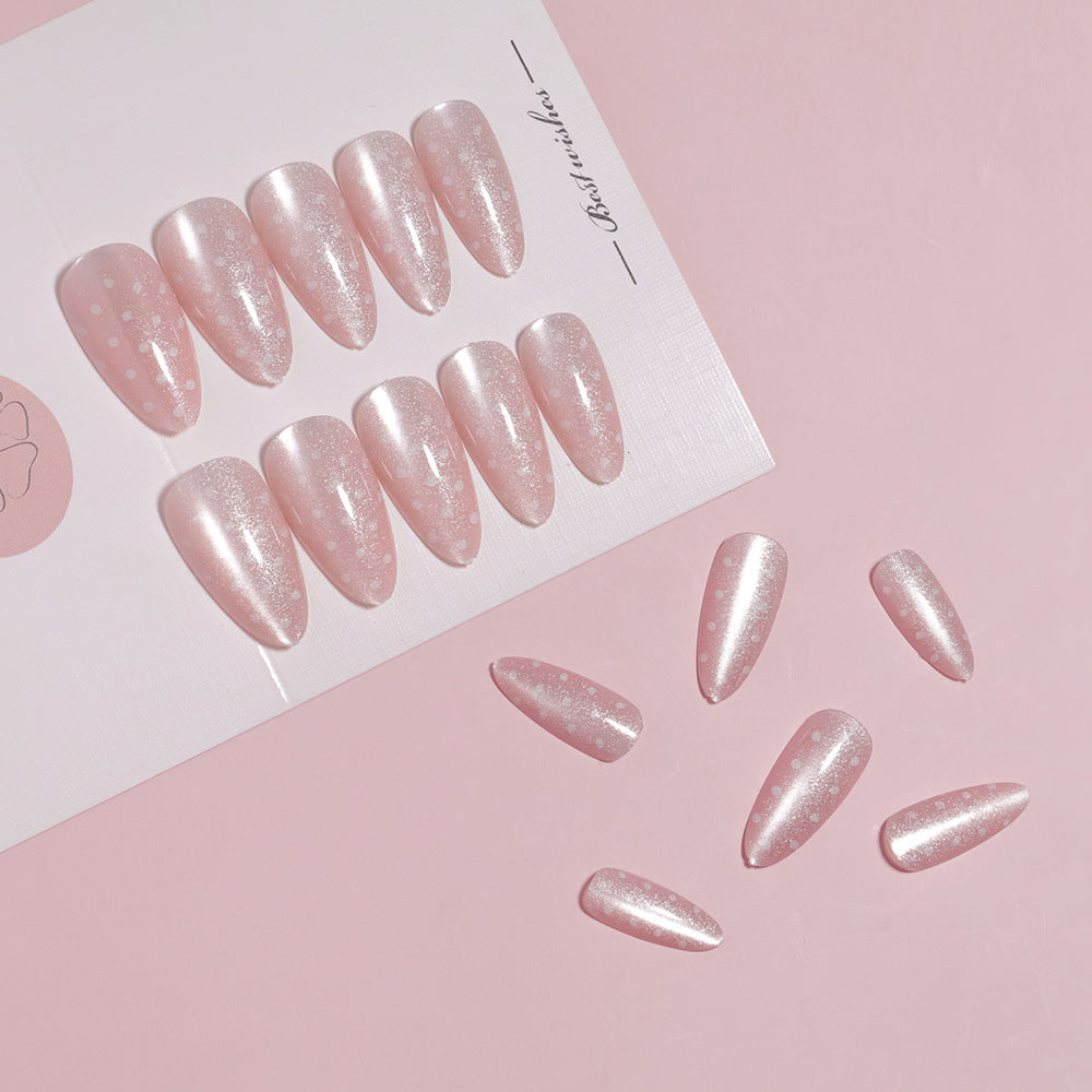 Artistic Almond-Shaped Press-On Nail Set with Whimsical Dot Design Stornfield
