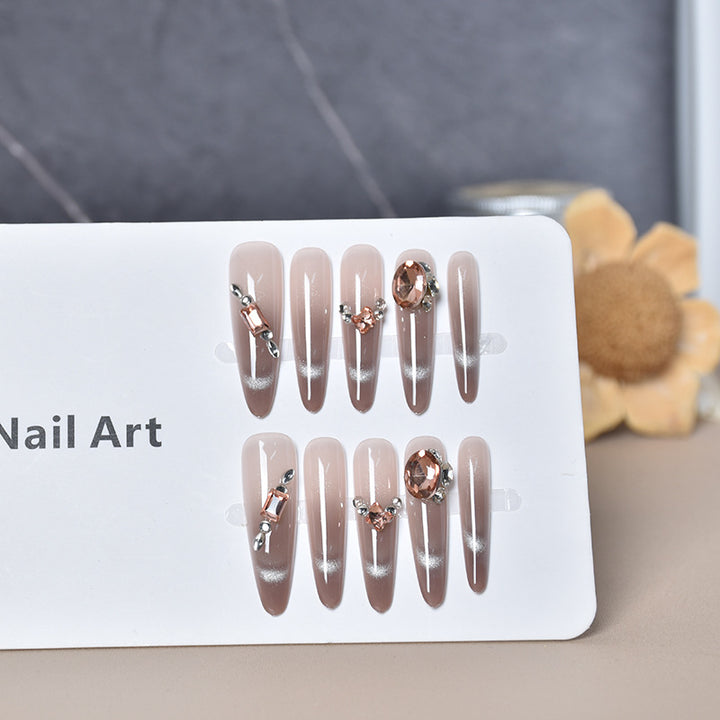 Elegant Stiletto Press-On Nails with Rhinestones Stornfield