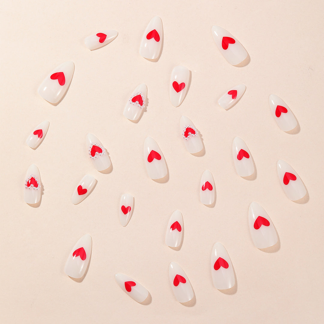 Heart-Accent Stiletto Nail Art Extensions Stornfield