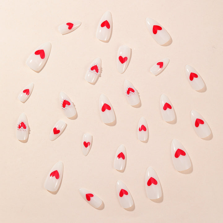 Heart-Accent Stiletto Nail Art Extensions Stornfield