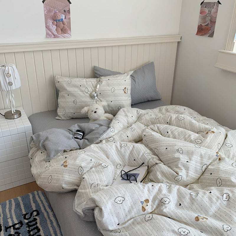 Cozy Cartoon Bear Print Bedding Set