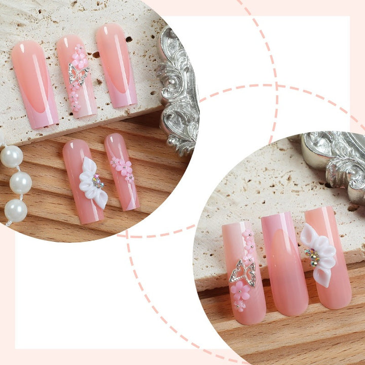 Artificial Nail Set with Delicate Floral Accents Stornfield