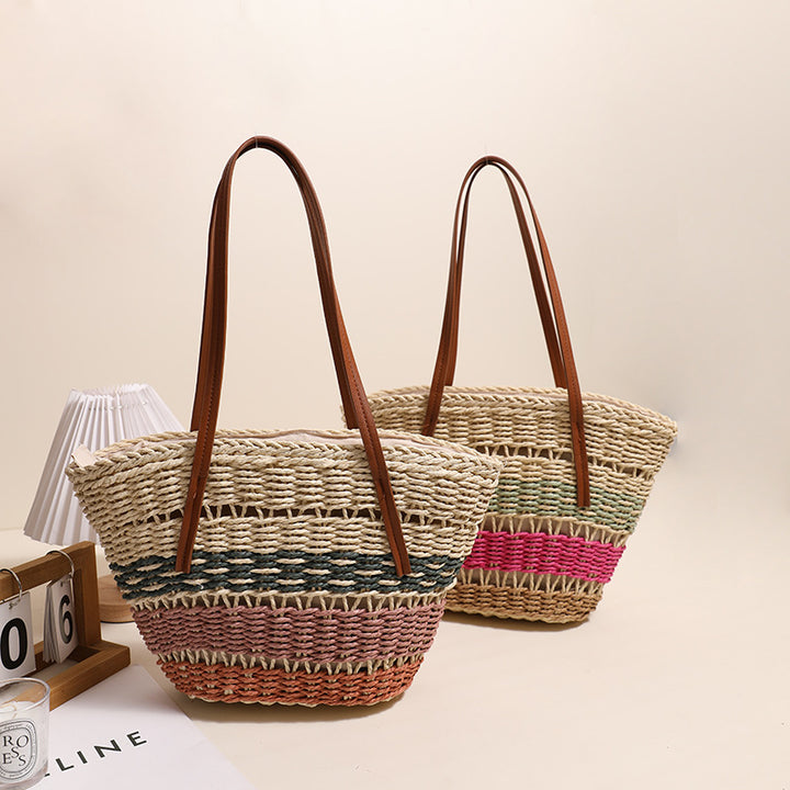 Stylish basket bag with sturdy leather handles Stornfield