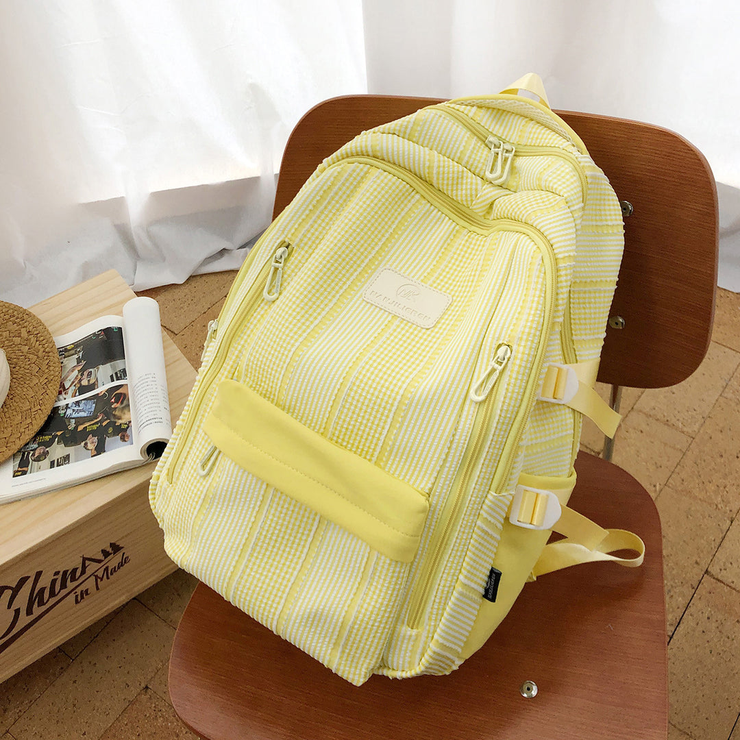 Striped Backpack with Keychain Charm Stornfield