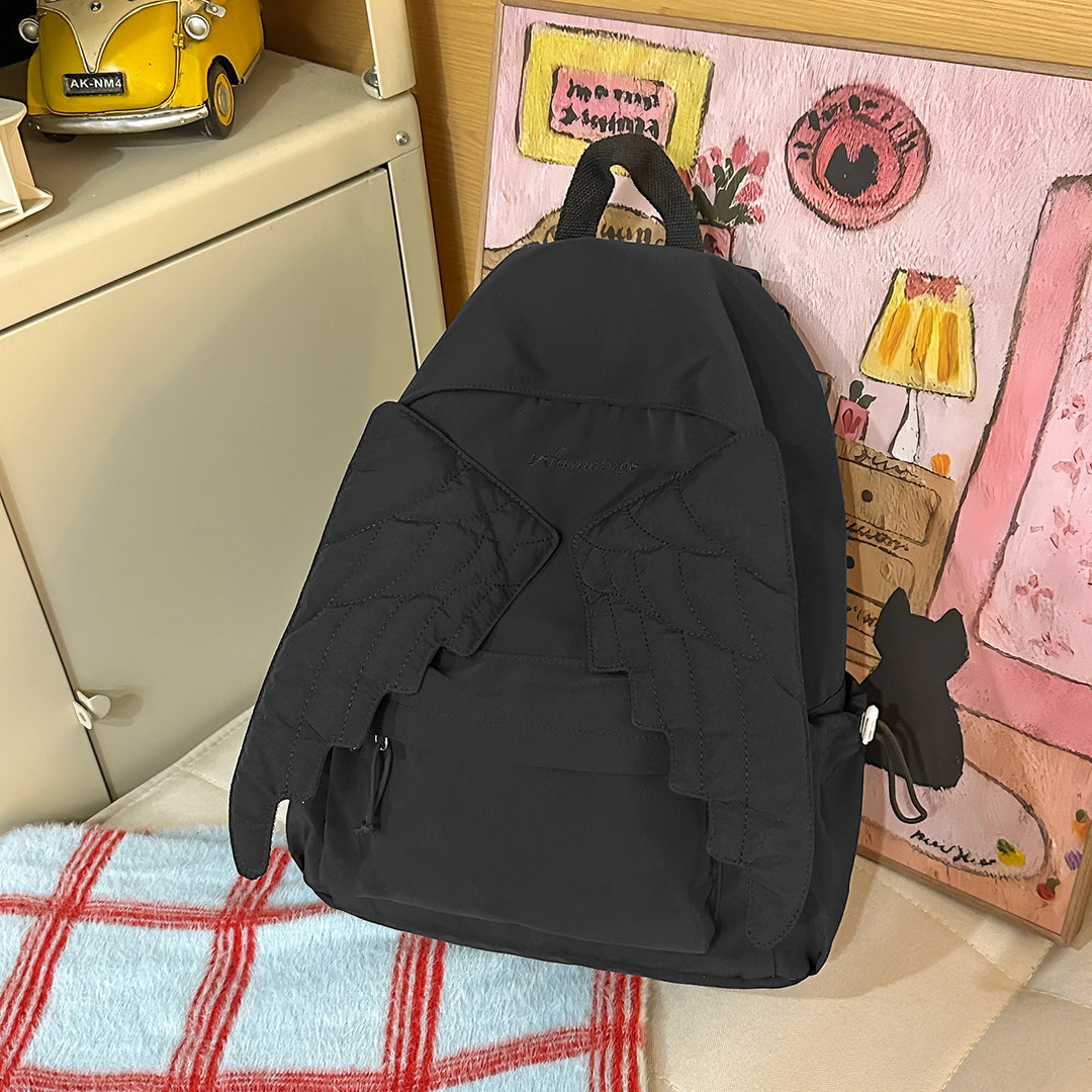 Cute Wing-Embellished Casual Backpack Stornfield