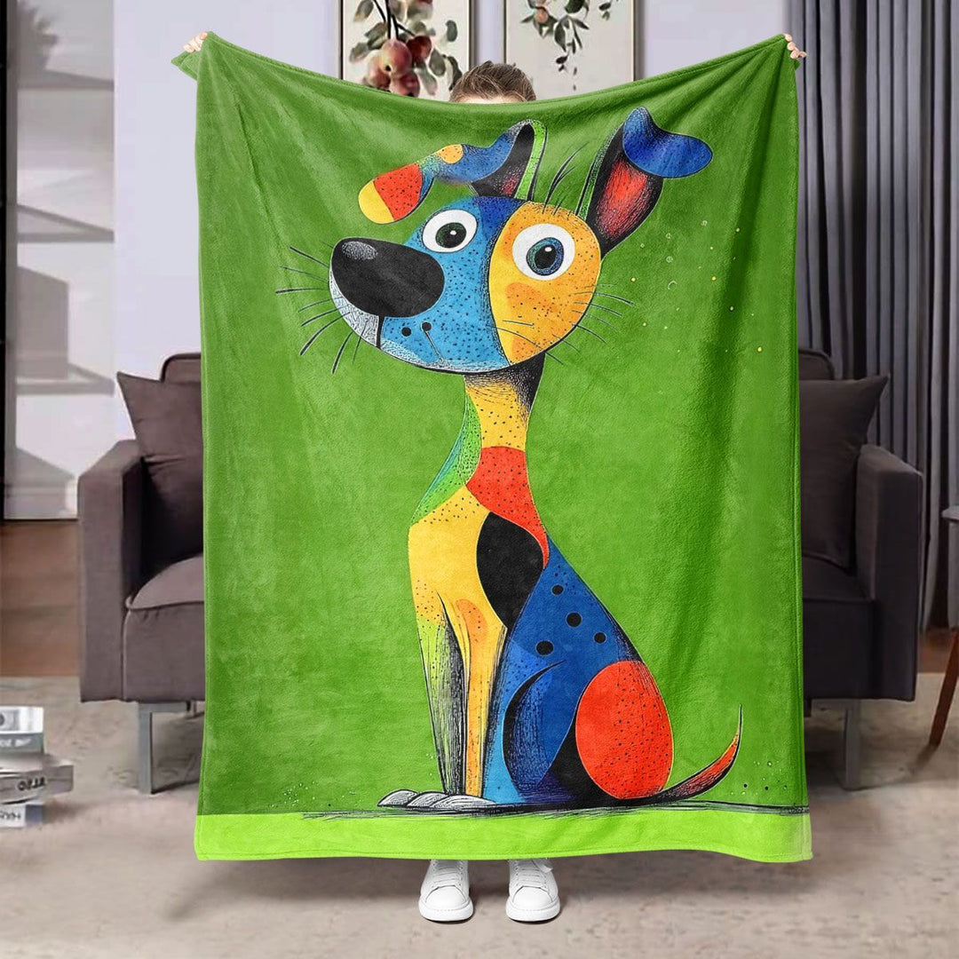 Whimsical Dog-Themed Fleece Blanket