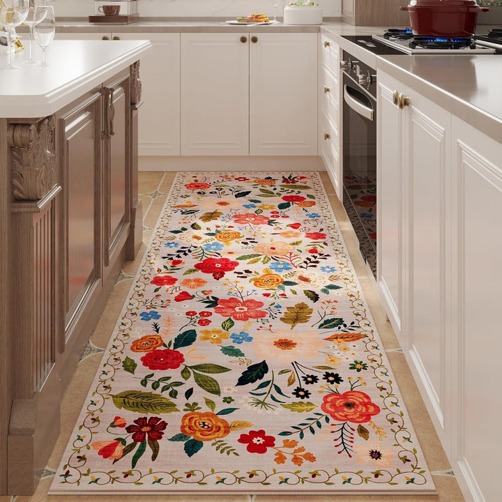 Floral Pattern Kitchen Runner Mat