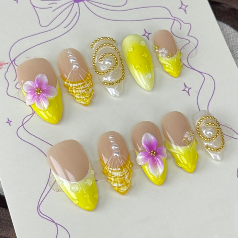 Nature-Themed Artistic Press-On Nail Set Stornfield