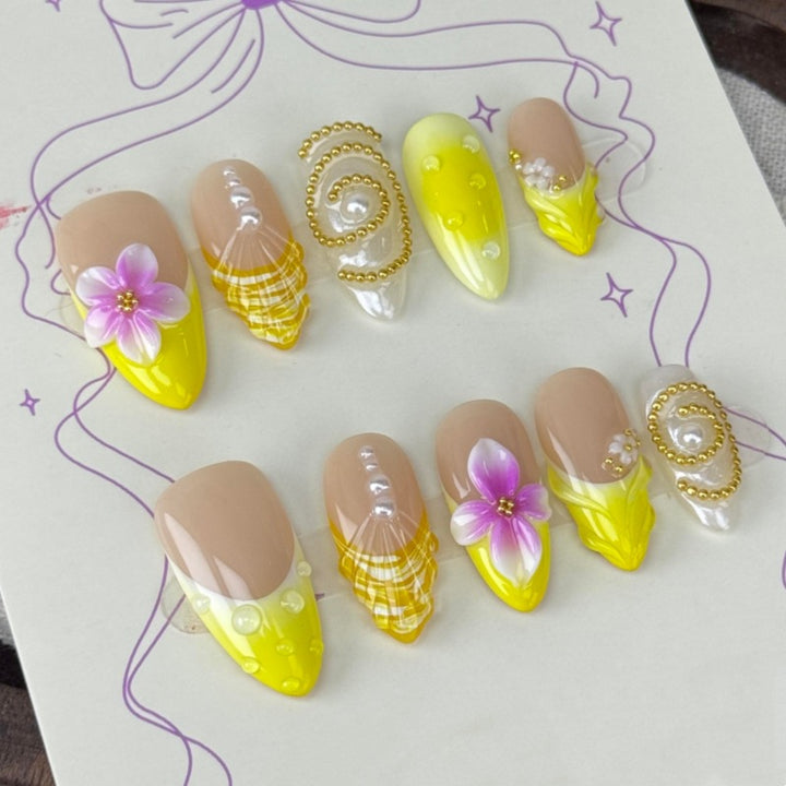 Nature-Themed Artistic Press-On Nail Set Stornfield