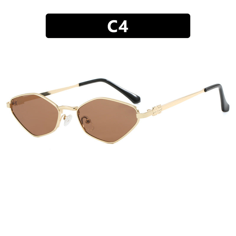 Women's geometric sunglasses with glossy metal frame and polarized lenses Stornfield