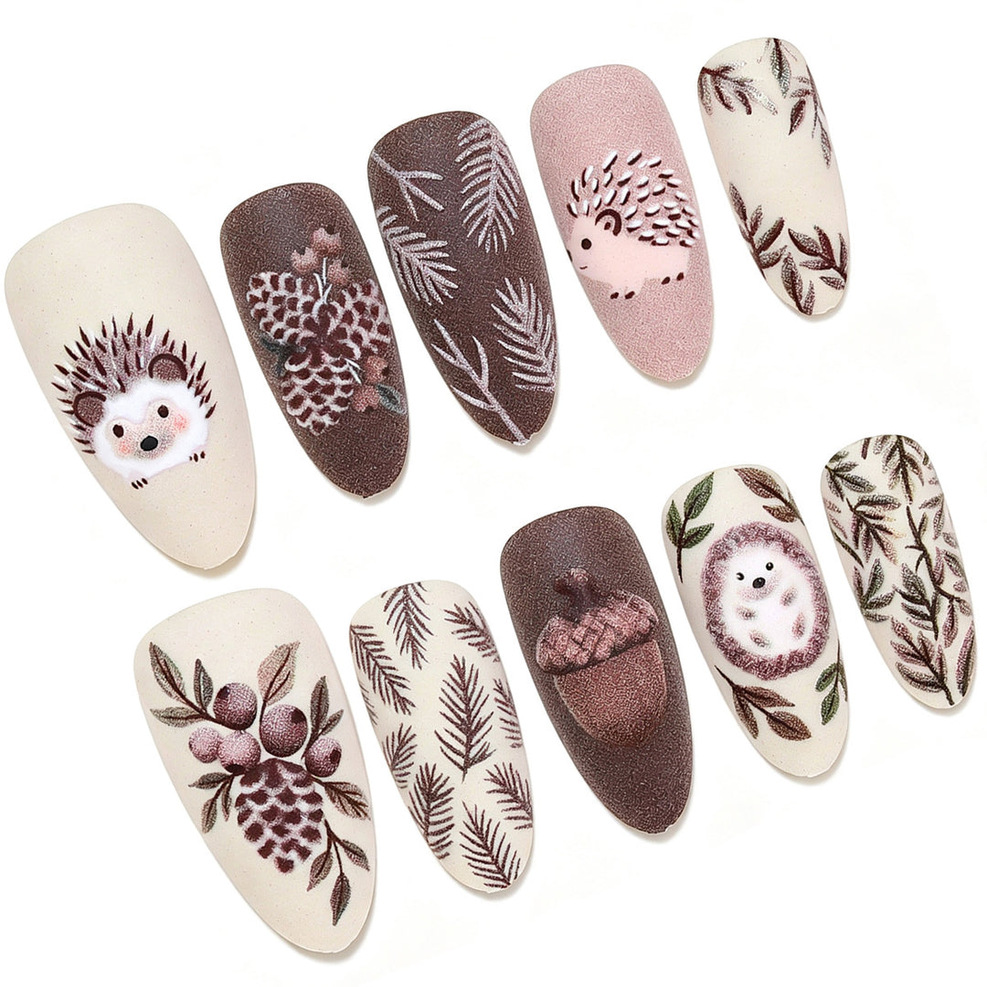 Artistic Handcrafted 3D Hedgehog Nail Art Tips Stornfield