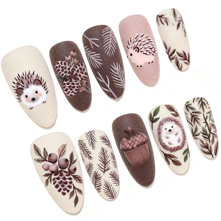 Artistic Handcrafted 3D Hedgehog Nail Art Tips Stornfield