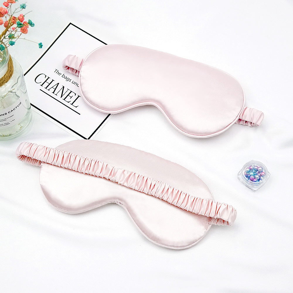 Women's breathable satin eye mask with ergonomic curvature, soft padding and gathered anti-slip band Stornfield