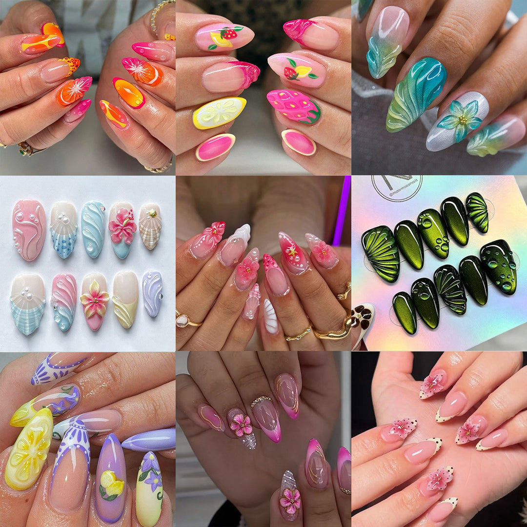 Artful Nail Tips Set with Leaf Accents Stornfield