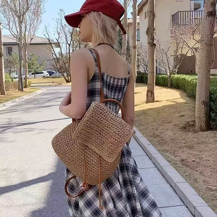 Backpack with Hand-Crocheted Design and Sturdy Leather Straps Stornfield