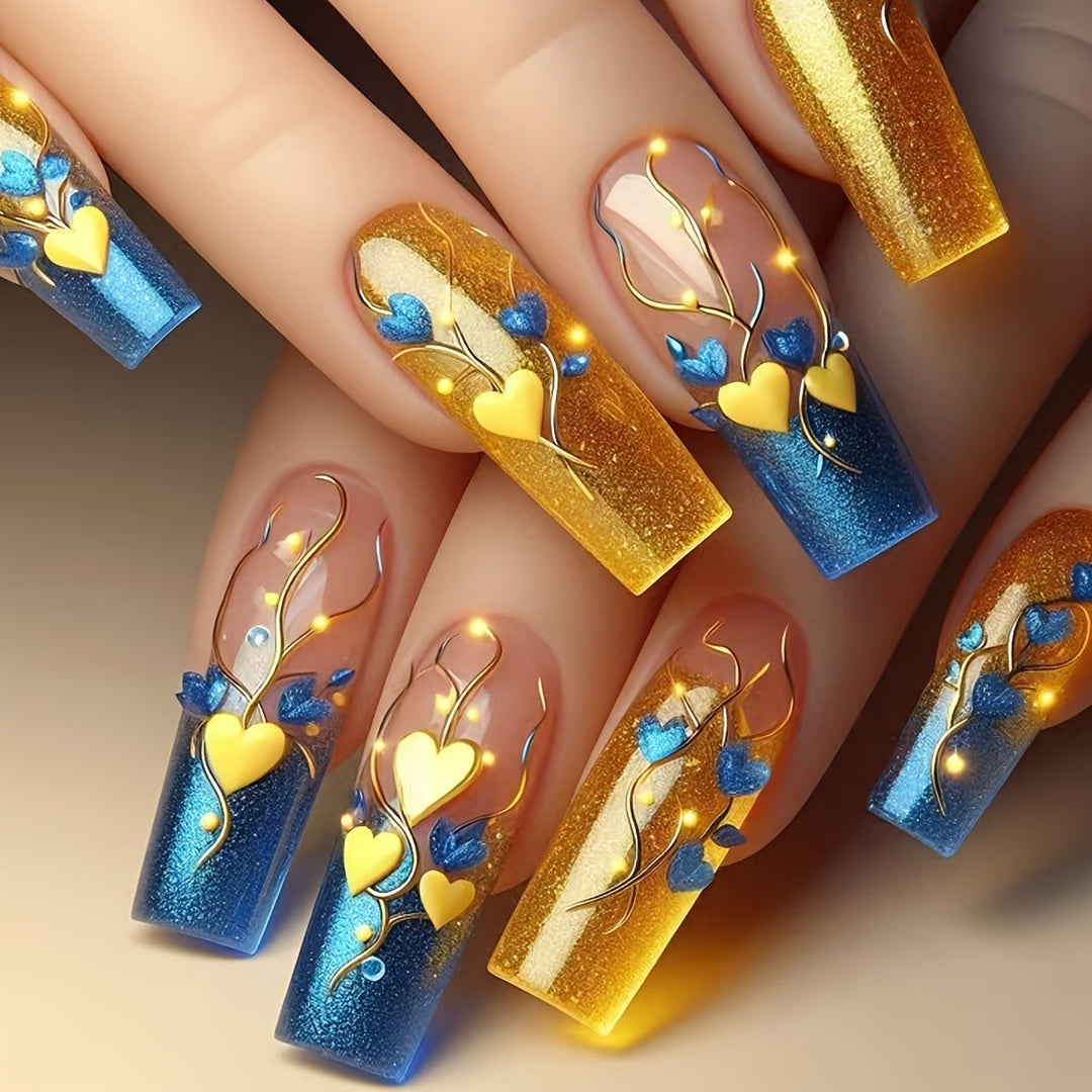 Creative nail art with heart and flower motifs Stornfield