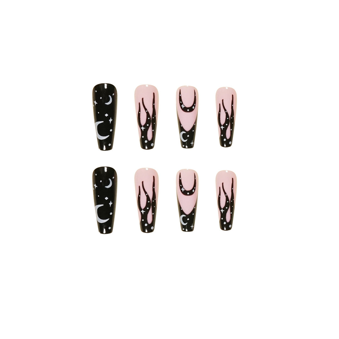 Artistic Nail Extensions with Creative Design and Glittering Accents Stornfield