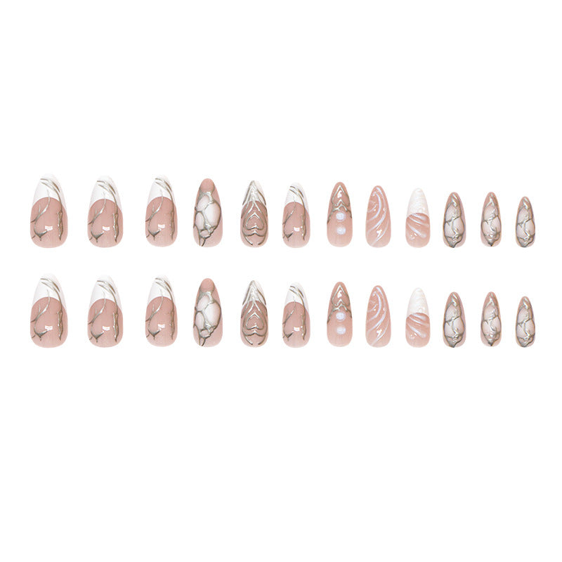 Stylish Long Stiletto Press-On Nails with Iridescent Design Stornfield