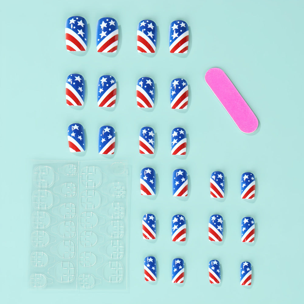 Artificial nails in patriotic stars and stripes design Stornfield