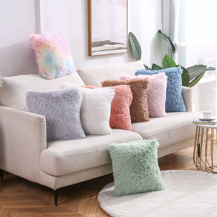 Plush Faux Fur Square Decorative Pillow Cover with Hidden Zipper and Long Pile
