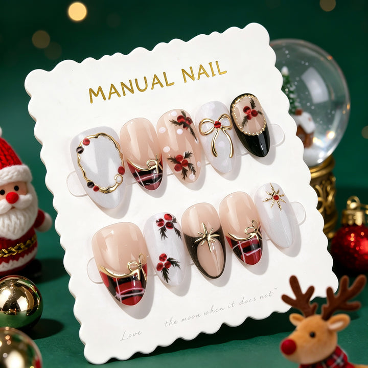 Creative Holiday-Themed Press-On Nail Art Set