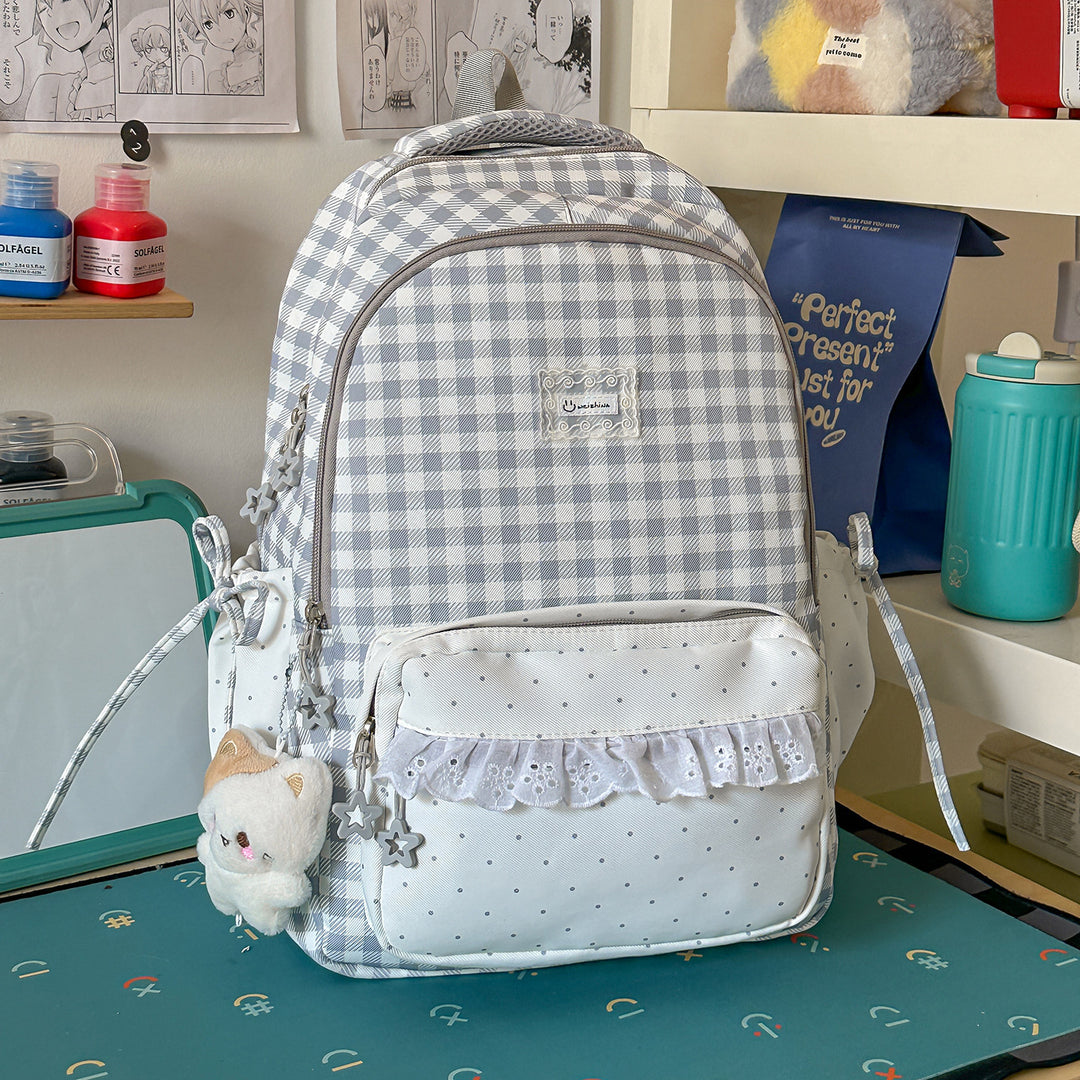Playful Gingham Patterned School Backpack Stornfield