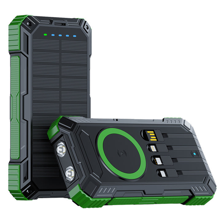 Robust Solar Power Bank with Wireless Charging Function and Safety Light Stornfield