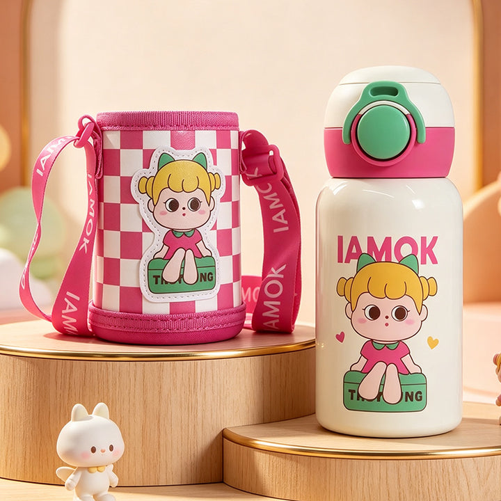 Women's insulated bottle with practical carrying strap and playful design Stornfield