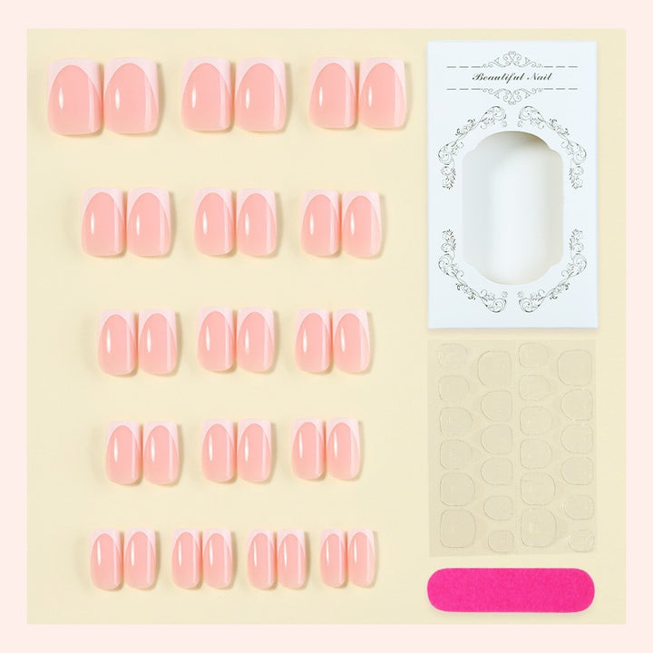 Acrylic nail set with elegant French tips and nourishing accessories Stornfield