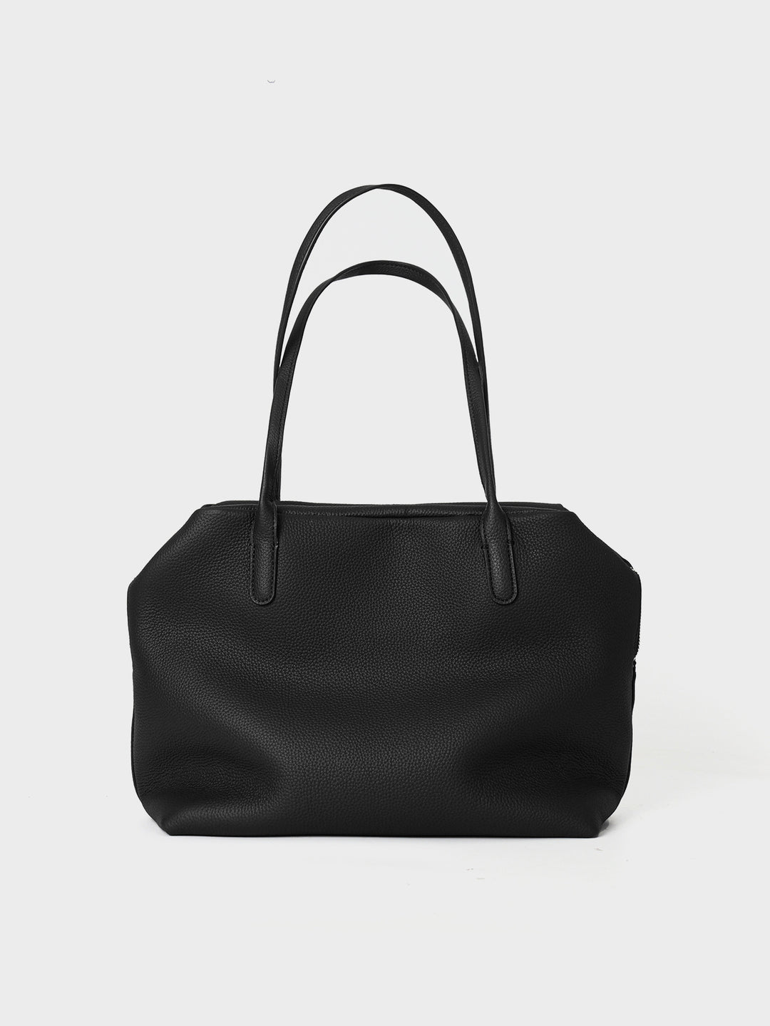 Pebbled Leather City Tote with Extended Shoulder Handles